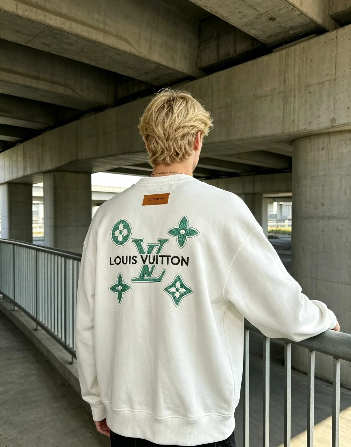 Louis Vuitton/Louis Vuitton presbyopic letter embroidered round neck sweatshirt